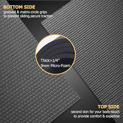GXMMAT Large Yoga Mat 6'x4'/6'x6'(7mm) & 7'x5'(9mm) - color: Black Real, size: 6*4 FT