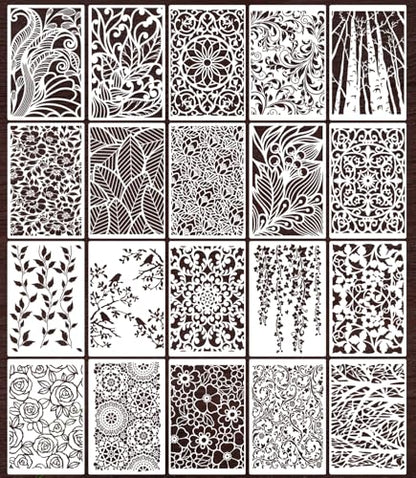 Stencils for Crafts Reusable Texture Stencils for Painting 12"x8" | Floral Leaf Stencil for Painting on Wood Canvas Furniture Cards Scrapbook - style: Floral