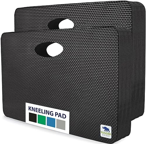 RUGGED RHINO Extra Thick Foam Kneeling Pad for Gardening 2 Pack, Onyx Black | Thick Knee Pads, Holds 300 lbs, Protect Knees from Hard Concrete Surfaces for Gardening, Yard, Gym, Mechanic - color: Onyx Black