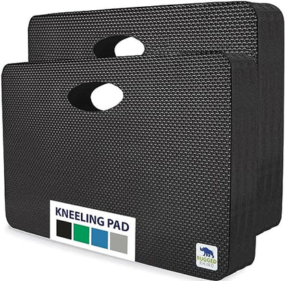 RUGGED RHINO Extra Thick Foam Kneeling Pad for Gardening 2 Pack, Onyx Black | Thick Knee Pads, Holds 300 lbs, Protect Knees from Hard Concrete Surfaces for Gardening, Yard, Gym, Mechanic - color: Onyx Black