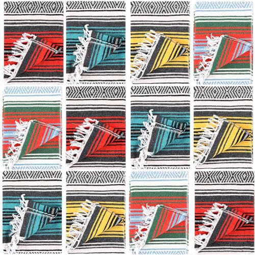 Macarrie 12 Pcs Mexican Beach Blankets Bulk Large Thick Serape Blanket Colorful Striped Yoga Throw for Outdoor Beach Park Picnic Car Couch Home - color: Active Colors