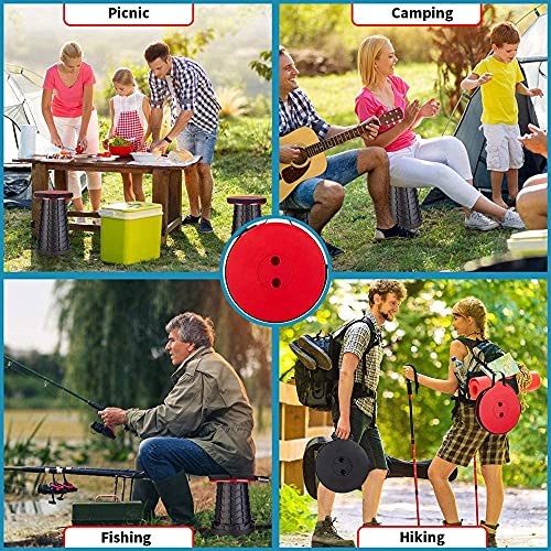 Fishboy Upgraded Collapsible Stool, 400lbs Max Weight, Lightweight But Sturdy, Portable Retractable Folding Telescoping Foldable Camping Stool for Adults Outdoor Fishing Hiking BBQ - color: Red