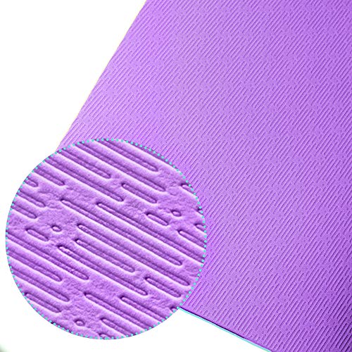 Hatha Yoga Extra Thick TPE Yoga Mat - 72"x 32" Thickness 1/2 Inch -Eco Friendly- With High Density Anti-Tear Exercise Mats For Home Gym Travel & Floor Outside - color: Purple/Green