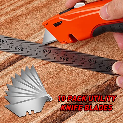 DIYSELF 10 Pack Utility Knife Blades, Box Cutter Blades, Utility Blades, Sk5 Steel Blade for Box Cutter, Sturdy Knife Blade for Razor Blade Utility Knife
