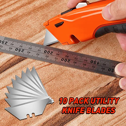 DIYSELF 10 Pack Utility Knife Blades, Box Cutter Blades, Utility Blades, Sk5 Steel Blade for Box Cutter, Sturdy Knife Blade for Razor Blade Utility Knife