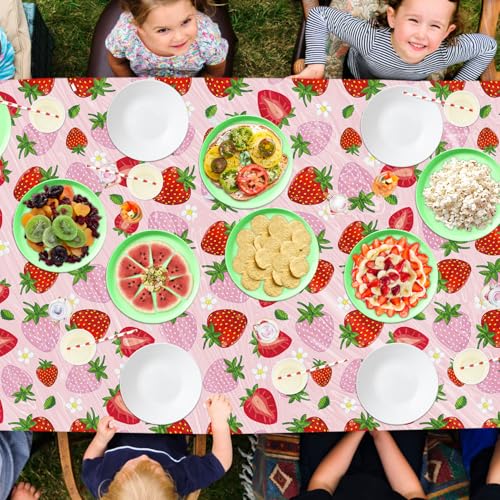 4 Pack Strawberry Tablecloth Strawberry Table Cloth Berry Party Table Cover Sweet One Birthday Party Tablecloth Berry Themed Decor 51 x 86 Inch Fruit Themed Indoor Outdoor Decorations