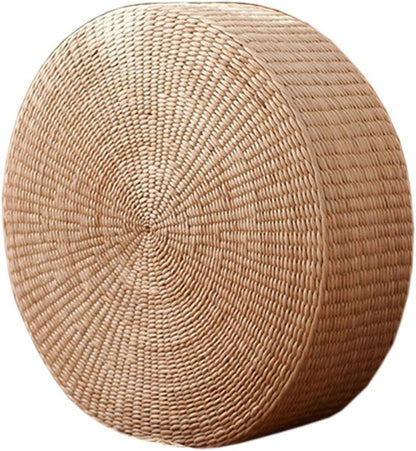 HUAWELL Japanese Style Handcrafted Eco-Friendly Breathable Padded Knitted Straw Flat Seat Cushion, Hand Woven Tatami Cushion Best for Zen, Yoga Practice or Buddha Meditation (19.7) - size: 19.7