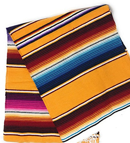 Large Authentic Mexican Blankets Colorful Serape Blanket 7' X 5' (Pick Your Color) (Yellow) - color: Yellow