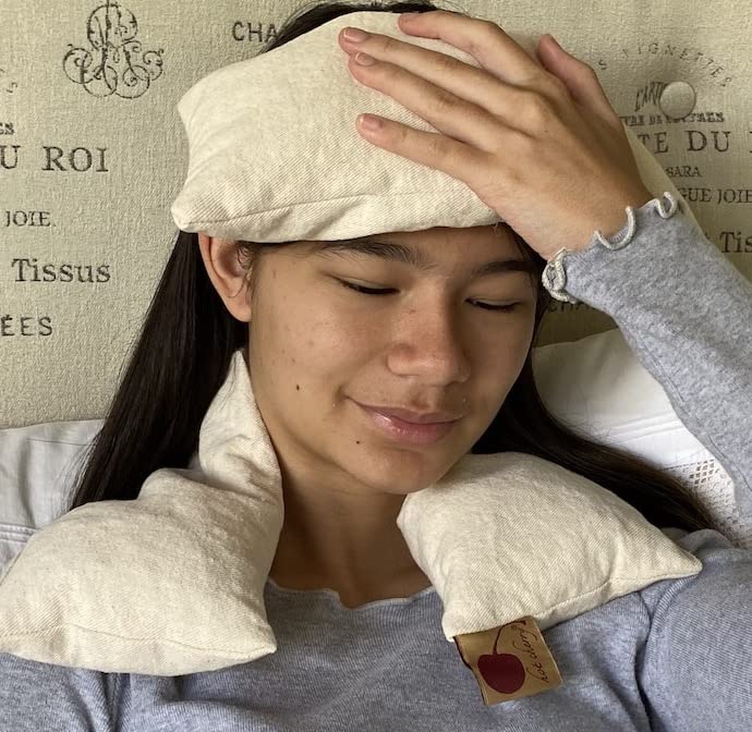 Eye Pillow Natural Denim Cherry Pit-Stone Pack, Microwavable Hot/Cold Compress, Sustainable Gift, Moist Heat, Headache Pain Relief, Spa Yoga - color: Unbleached, Bull Denim, Natural