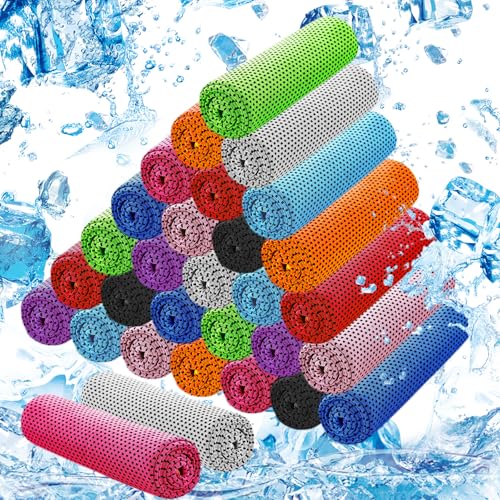 30Pack Cooling Towels for Neck and Face (40"x12"), Ice Microfiber Cooling Towels Bulk for Workout Chill Sweat Towels Cooling Neck Wraps for Gym Yoga Golf Running Sport - color: Multicolor