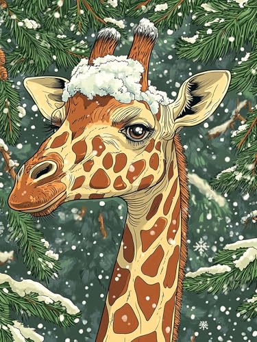 VAIIEYO 5D DIY Diamond Art Kits for Adults Giraffe, Diamond Painting Animal, Paint by Numbers Full Drill Round Rhinestone Craft Canvas for Home Wall Decor Gift 12x16 inch-43 - color: snow giraffe