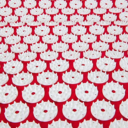 #DoYourFitness Acupressure Mat and Pillow Set - Relieves Stress, Back, Neck, and Sciatic Pain - Comes with a Vinyl Carry Bag for Storage and Travel - Red