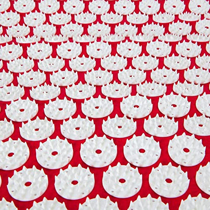 #DoYourFitness Acupressure Mat and Pillow Set - Relieves Stress, Back, Neck, and Sciatic Pain - Comes with a Vinyl Carry Bag for Storage and Travel - Red