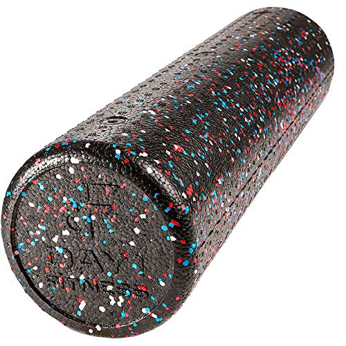Day 1 Fitness High Density Muscle Foam Rollers - Sports Massage Rollers for Stretching, Physical Therapy, Deep Tissue, Myofascial Release - Ideal for Exercise and Pain Relief – USA Speckled, 24” - color: Usa Speckled, size: 24"