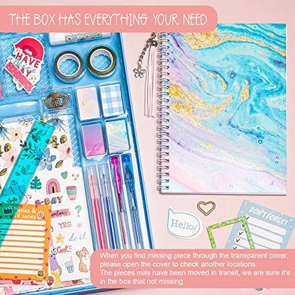 ABERLLS DIY Journal Kit for Girls, Birthday Gift for 6 7 8 9 10 11 12 Year Old Girl, Art Crafts Kits for Tween Teenage Kids, Scrapbook Diary Supplies Toy Set - color: Blue