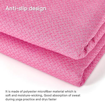 Hot Yoga Towel with Grip Dot, Non Slip Sweat Absorbent Microfiber Yoga Mat Towels for Hot Yoga, Pilates, Fitness and Workout 72inch x 24inch - color: Hot Pink