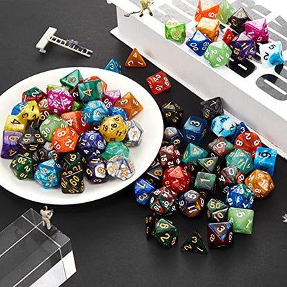 Coyeekn 25-Set DND Polyhedral Dice with Storage Pouch | 175 Total Polyhedral Dice, 7 Per Set, 25 Complete Dice Sets (D4-D20), Great for D&D, MTG & Tabletop RPG Games - color: 25set-175pcs