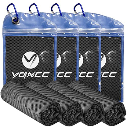 YQXCC 4 Pack Cooling Towels (47"x12"), Ice Cool Towels for Neck & Face - color: Dark Gray 4 Packs