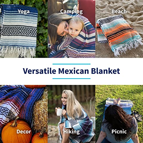 La Montana Bulk Falsa Mexican Blanket, 4 Pack, Dark Brown/Mocha/White - color: Dark Brown/Mocha/White