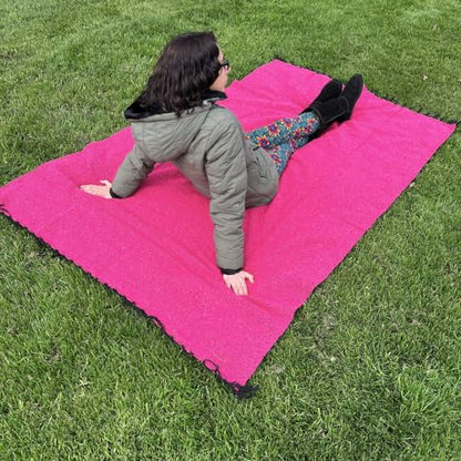 Open Road Goods Solid Color Mexican Yoga Blanket – Large Handwoven Throw for Yoga, Beach, Camping or Home – Soft and Durable Cotton Blend - color: Hot Pink