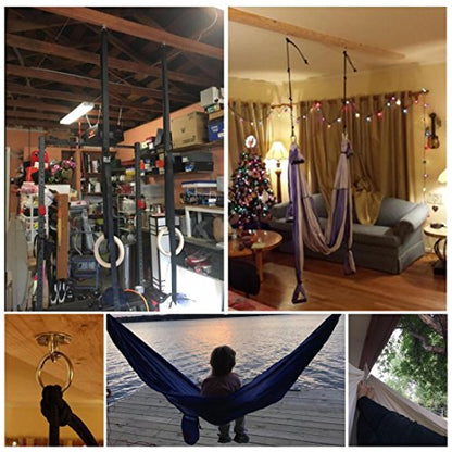 Hammock Hanging Hook Kit, Load Capacity 1400 lb, Stainless Steel Round Mount Pads, Spring Snap Hooks, Lag Screws Set for Hammock Yoga Swing Chair Punching Bag Indoor Outdoor Relaxation - color: 6-packs Hammock Hanging Hook Kit