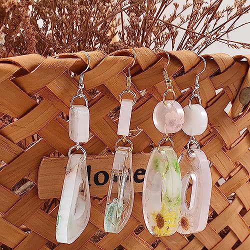 Attuslla Star & Moon Shape Resin Earring Molds - Silicone, Jewelry, DIY Pendant Molds with Ear Hooks & Jump Ring - color: Style 6