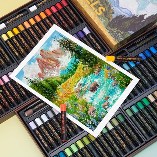 LIGHTWISH Professional Oil Pastels, 100 Vibrant Colors Plus 4 White, Set of 104, Creamy and Pigmented Artist Soft Oil Pastels for Blending, Layering & Shading - color: 100 Colors(104 Sticks)