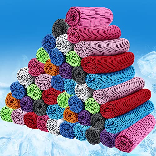 BBTO 100 Pack Cooling Towel Bulk - color: Multicolor, size: 32 x 12 Inch