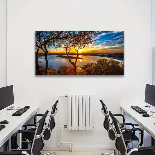 COHAYISY Large Landscape Diamond Art Kits for Adults - 5D Sunset Diamond Painting Kits for Adults, DIY Full Drill Extra Large Lake Diamond Art Painting, Gem Art Kits for Home Wall Decor 15.7x31.5inch - color: 25-47 Lakeside with Sunset