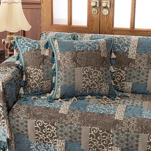 Loom and Mill Blue Patchwork Throw Pillow Cover 20 x 20 Inches 1 Piece - color: Blue