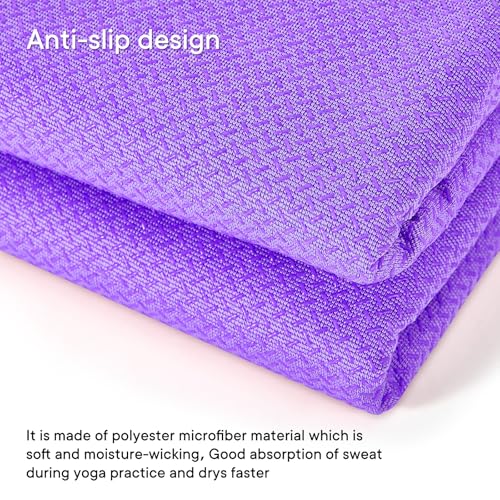Hot Yoga Towel with Grip Dot, Non Slip Sweat Absorbent Microfiber Yoga Mat Towels for Hot Yoga, Pilates, Fitness and Workout 72inch x 24inch - color: Puprle