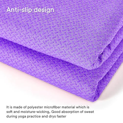 Hot Yoga Towel with Grip Dot, Non Slip Sweat Absorbent Microfiber Yoga Mat Towels for Hot Yoga, Pilates, Fitness and Workout 72inch x 24inch - color: Puprle