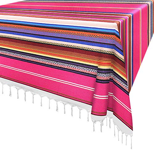 Xplanet 84 X 59 Inch Mexican Serape Blanket Bay Window Blanket, Mexican Tablecloth Serape Tatami Blanket Bed Blanket Table Cover Tapestry Blanket Picnic Mat for Mexican Party Wedding Decorations - color: Pattern-rose Red