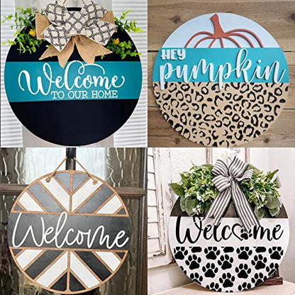 Welcome Stencils for Painting on Wood Welcome Sign Stencil 12" | Reusable Cheetah Print Pattern Stencil for Crafts Round Door Hanger - style: Daily 12p