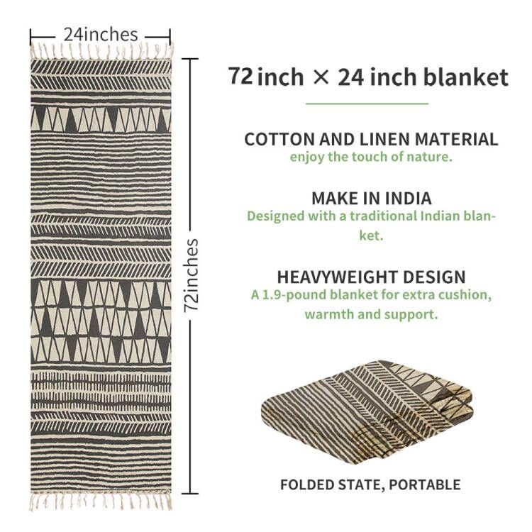 nuveti Cotton Yoga Mat - Absorbent, Grippy Tight Weave, Ashtanga & Hot Yoga Rug, Helps with Slippery Hands & Feet - color: BanMa