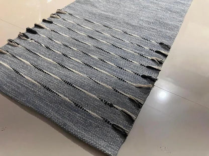Payal Rugs Cotton Yoga Mat - Eco-Friendly Hand-Woven Rug - Non Slip & Thick (24”x72”x5mm) for Yoga Everyday Fitness at Home - Comfortable Extra-Long - color: Black & White