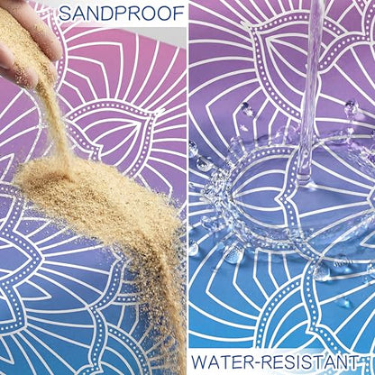 Aroveea Beach Blanket Waterproof Sandproof 78''X81''/10'X9' Oversized Mat - color: Mandala1, size: 78''x81''