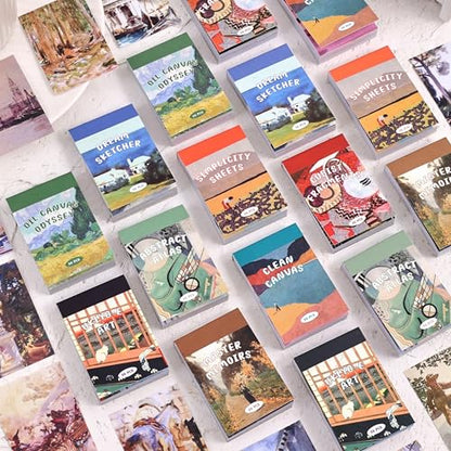 9 Sets 450 Sheets Washi Stickers for Journaling, Art Painting Drawing Themed Stickers Vintage Aesthetic Scrapbook Sticker Set for Bullet Journal Art Diary Card Craft Gifts Planner Notebook - style: Aesthetic Style 3