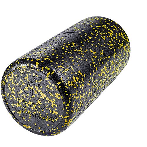 Day 1 Fitness High Density Muscle Foam Rollers - Sports Massage Rollers for Stretching, Physical Therapy, Deep Tissue, Myofascial Release - Ideal for Exercise and Pain Relief - Speckled Yellow, 12” - color: Yellow Speckled, size: 12"