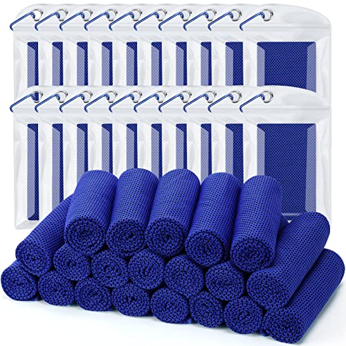 Cooling Towel (Pack of 20, 40"x12") with Pouches for Sports - color: 20darkblue
