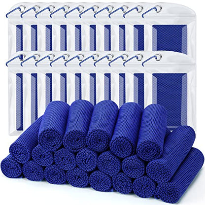 Cooling Towel (Pack of 20, 40"x12") with Pouches for Sports - color: 20darkblue