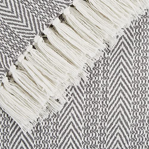 DII Herringbone Striped Collection Cotton Throw Blanket, 50x60 inches, Gray, (Pack of 12) - color: Gray, size: 50x60" (Pack of 12)