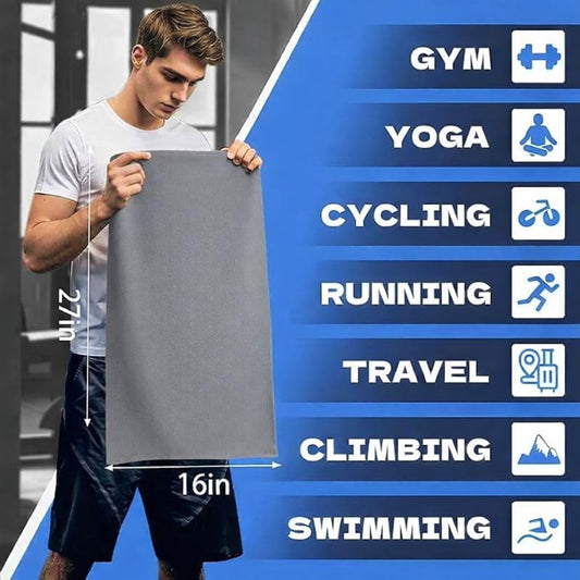 Quick D. Microfiber Gym Towels 16x27 Inch – 5 Pack, Quick Dry, Soft & Absorbent Workout Towels for Gym, Sports & Fitness (Grey) - color: Grey
