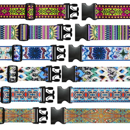 6 Pieces Luggage Straps Patterned Luggage Strap Suitcase Straps Luggage Belt Adjustable Travel Luggage Belt Strap with Quick Release Buckle, 2 inches Wide by 72 inches Long (Retro Stvle) - style: Retro Stvle