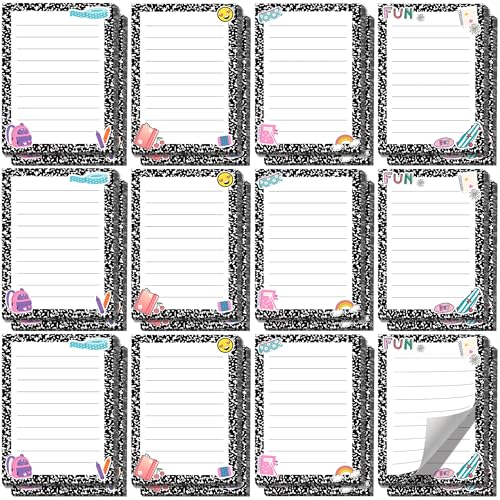 24 Pcs Teacher Appreciation Gifts Bulk, Back to School Sticky Notes | Composition Notebook Classroom Decor, End of Year Thank You Gifts for Teacher Team Coworker Office Supplies(Notebook) - color: 24pcs School-b