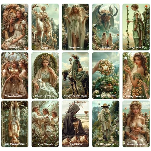 sishui Tarot Cards for Beginners with Guidebook, Spring Sprout Tarot Deck, 80 Oracle and Tarot Cards, 400 GSM Premium Cards with Gilded Learning Edges, Rider-Waite Based Spiritual Guidance - color: Green