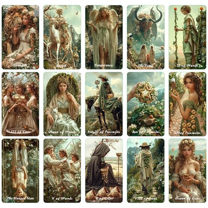 sishui Tarot Cards for Beginners with Guidebook, Spring Sprout Tarot Deck, 80 Oracle and Tarot Cards, 400 GSM Premium Cards with Gilded Learning Edges, Rider-Waite Based Spiritual Guidance - color: Green