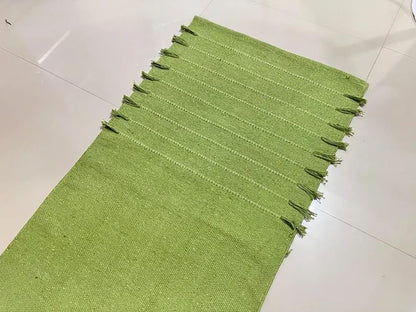 Payal Rugs Cotton Yoga Mat - Eco-Friendly Hand-Woven Rug - Non Slip & Thick (24”x72”x5mm) for Yoga Everyday Fitness at Home - Comfortable Extra-Long - color: Green