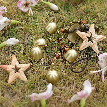 Star Wind Chimes for Outside with 5 Brzone Chime Bells, Rustic Wind Chime Hanging Decor for Garden Patio Yard - size: Star