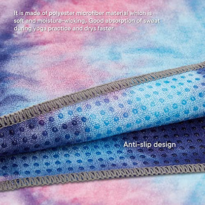 Yoga Towels, Non Slip Hot Yoga Mat Towel with Grip Dots,Super-Absorbent Soft Microfiber Yoga Blanket for Pilates, Fitness and Workout 72inch x 24inch - color: Purple+pink